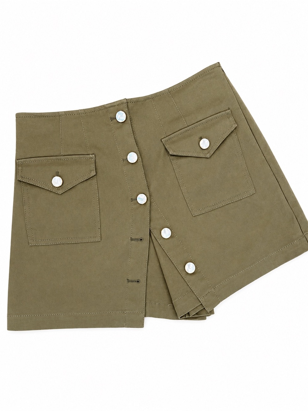 Derek Lam Yoli Olive Green Button-Front Women’s Skort Size 4 Small